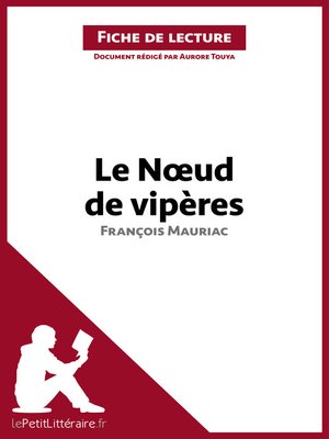 cover image of Le Noeud de vipères de François Mauriac (Fiche de lecture)